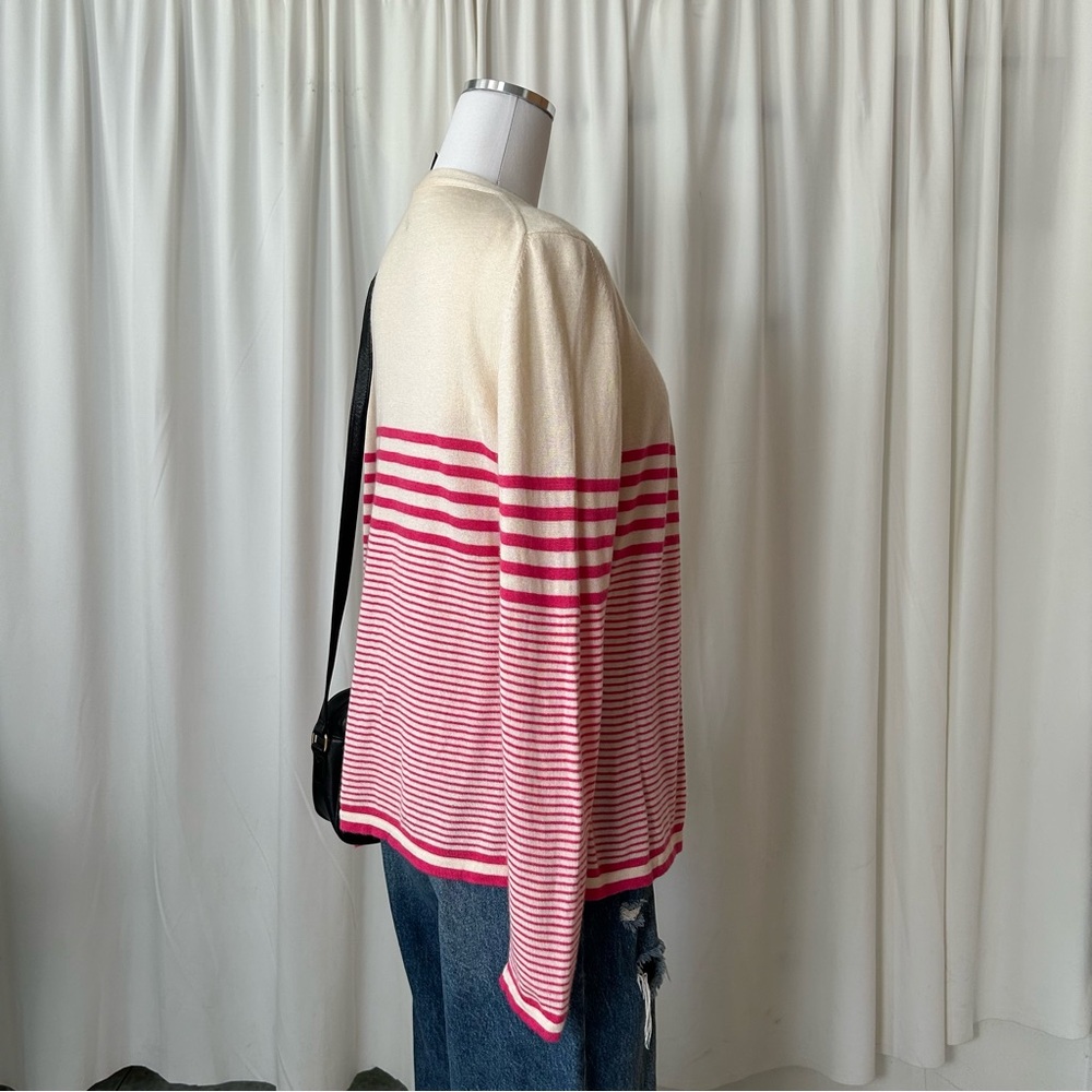 VTG 80s Ivoire de Balmain Paris Striped Cardigan & Cami Set | Silk Cashmere M - Picture 4 of 14